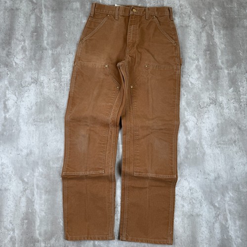 Vintage Carhartt Double Knee Pants Mens 31x32 Brown Work Faded Union USA B01 BRN