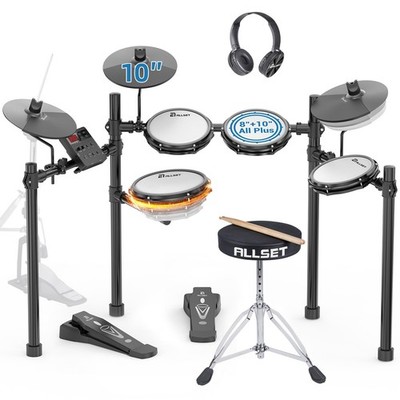 Electric Drum Kit 8 Double Layer Mesh Pads 210+ Sounds Foldable ALLSET Groove