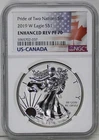 2019 W Pride of Two Nations Enhanced Reverse PF70 American Silver Eagle