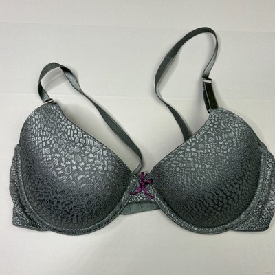 Maidenform Push Up Bra 34C Grey Lined Underwire Convertible Strap