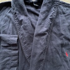 Polo Ralph Lauren Robe Mens S/M Navy Blue Sleepwear Belted Shawl Collar Lounge