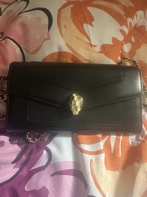 Bvlgari Women's Shoulder Bag Blue/Black Denim/Leather