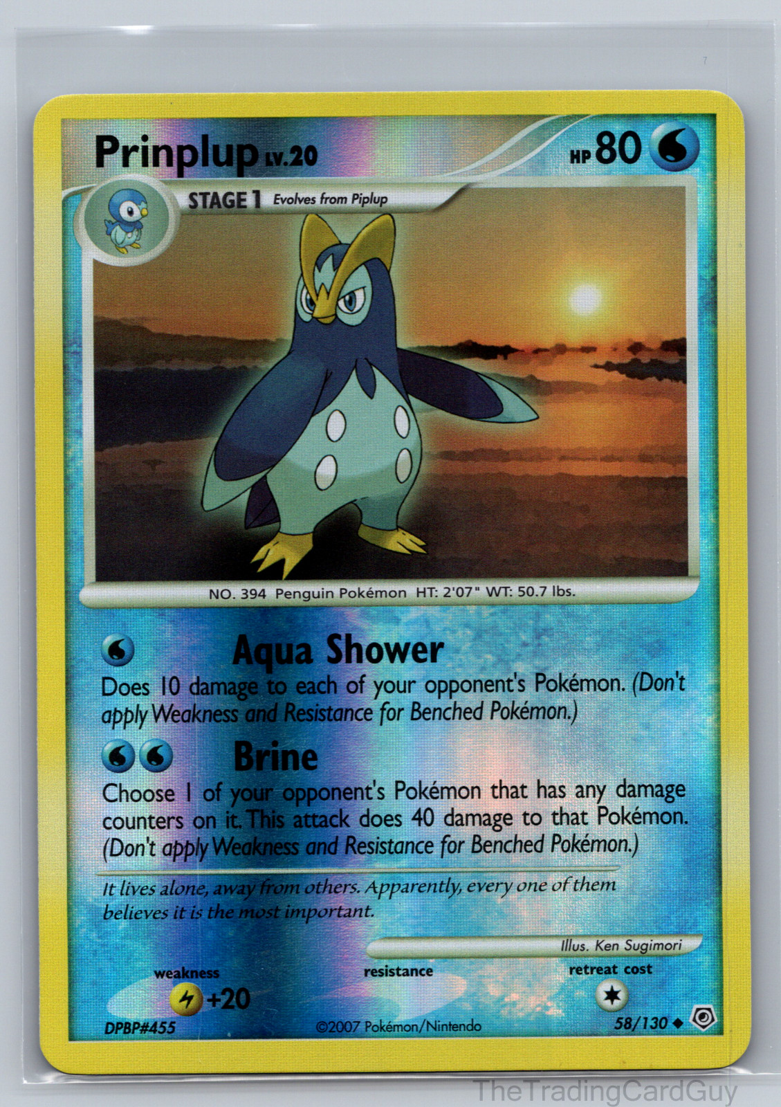 Pokemon Prinplup 58/130 Diamond & Pearl Reverse Holo NM