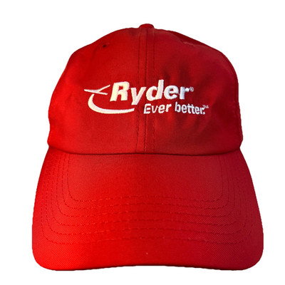 EUC Ryder  Ever Better  red poly strp-bck hk/lp Cool Quick cap, gray under-brim