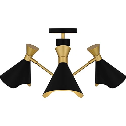 Matte Black  Semi-Flush Mount from the Arden Collection - Picture 3 of 6