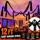 12FT Giant Hanging Spider Halloween Decoration XL Scary Horror Haunted House Pro