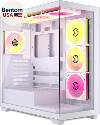 ATX PC Case 7 PWM ARGB Fans Pre-Installed, Mid Tower Computer Case with Full-Vie