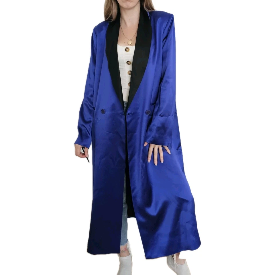 Rat & Boa Apollo Coat Size L LARGE Uk 14 16 electric Blue New Satin Rat And Boa - Image 2 of 4