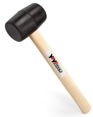 YIYITOOLS YY-2-005 Rubber Mallet Hammer With Wood Handle 8-oz, black