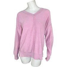 Attitudes by Renee 100% Cotton Sweater with Wash Effect Pastel Lavender Medium