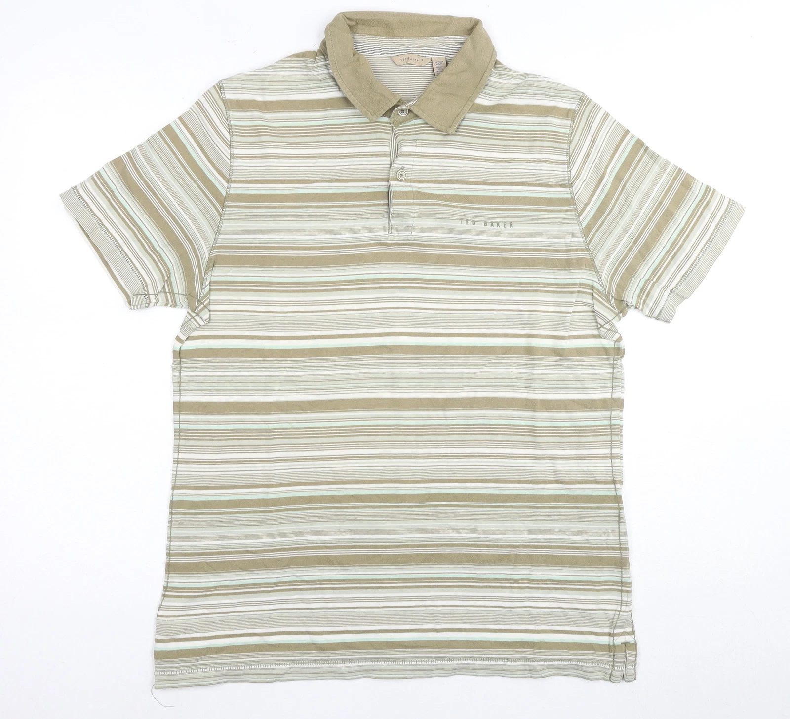 Ted Baker Men’s Beige Striped Polo Shirt L