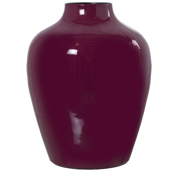 Tischvase Aus Emailliertem Metall, Dunkelrosa, 21 X 21 X 28 Cm-image