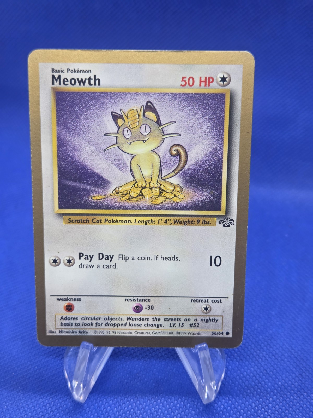 Pokemon Gold Bordered Jungle Meowth 56/64 Fruit Loops Promo MP