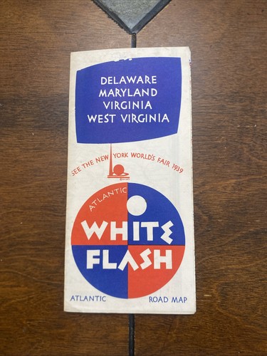 1930's Delaware, Maryland, Virginia,West Virginia Roadmap Atlantic White Flash