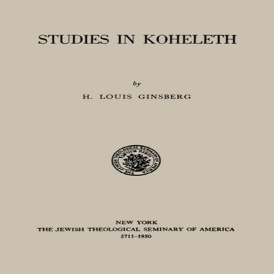 Studies in Kohelet Ginsberg H. Louis Paperback JTS Press