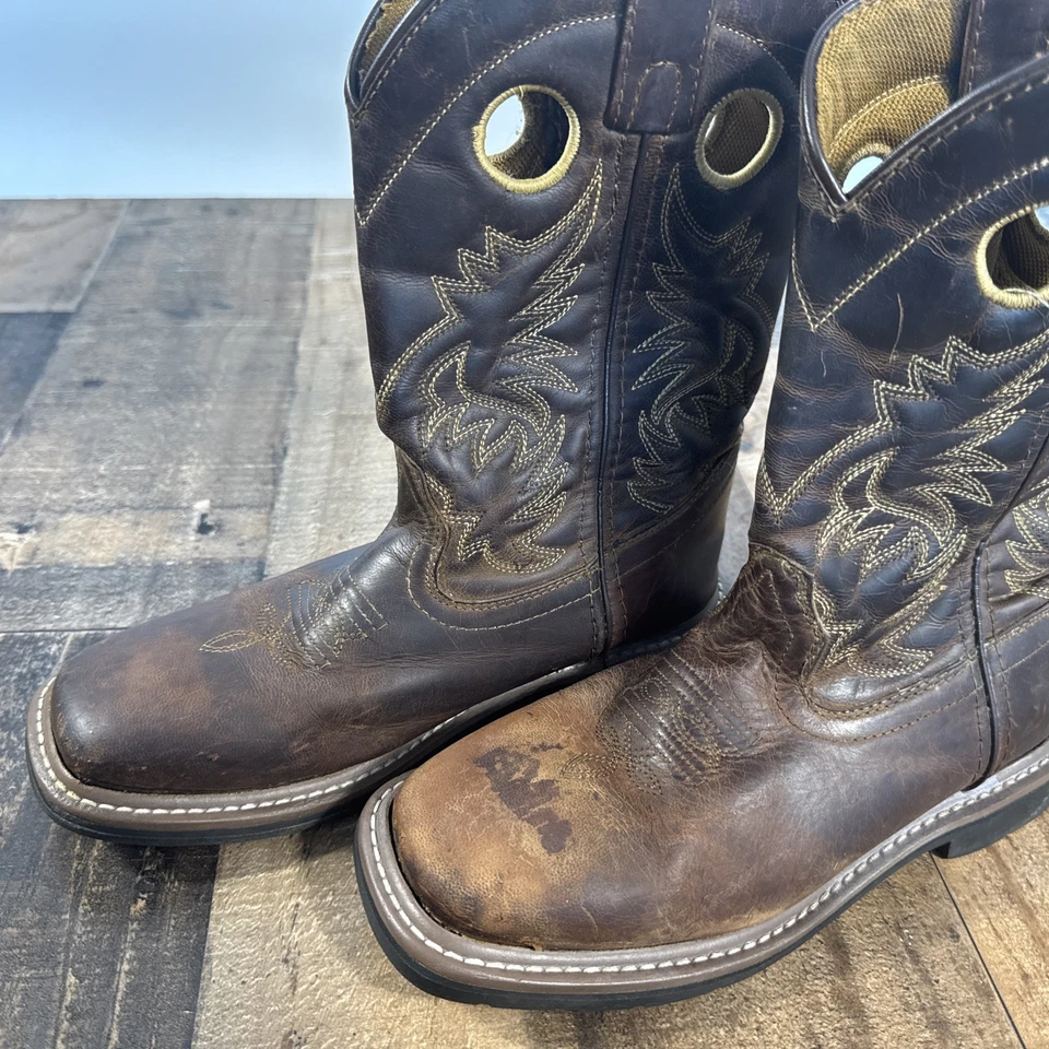 Botas de Vaquero DAN POST Western Juveniles 4D Cuero Marrón Puntera Cuadrada Pull-On Foto 2 de 4