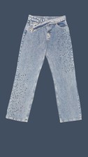 Damenjeans Gr 42 L Blau Neu mit Gürtel und dekorativen Strass-Stein Jeans