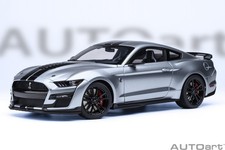 2023 FORD MUSTANG SHELBY GT500 ICONIC SILVER BLACK STRIPES 1:18 by AUTOart 73096