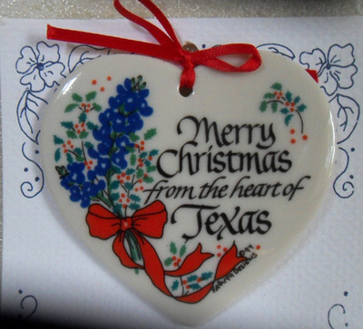 Hand Crafted Fine Porcelain from THE HEART OF TEXAS Christmas Holiday Ornament