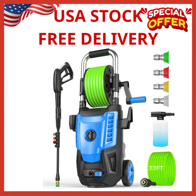 #ad #ad **4800 PSI Pressure Washer 33FT Hose 4 Nozzles Foam Cannon Home Car Patio Blue P $289.99