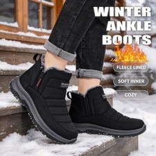 Winter Anti Cold Plush Lined Cotton Shoes Mens Comfortable Cozy Ankle Snow Boots
