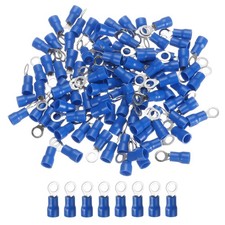 100 Pcs RV2-6 Insulated Ring Wire Connectors Wire Terminals 17-14 AWG, Blue