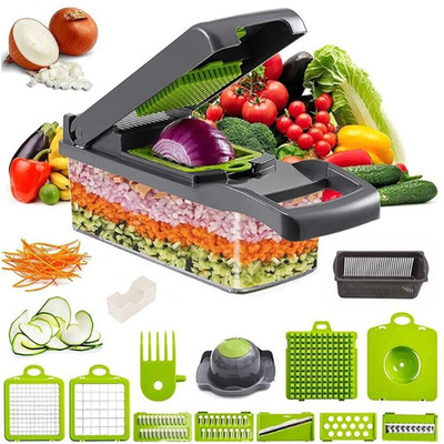 16 in 1 Gemüsehacker, Salat Obst Gemüse Lebensmittel Zerkleinerer Hobel Schäler