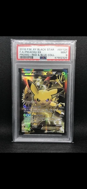 POKEMON FA/PIKACHU EX 2016 XY BSP #XY124 PROMO-RED & BLUE COLL. PSA 9