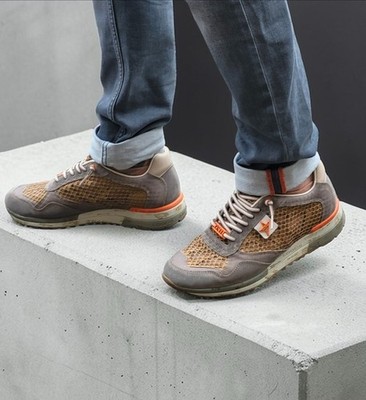 Cetti Schuh C-848 XL Sandwich Stell grau Echtleder Herren Sneaker Wechselfußbett