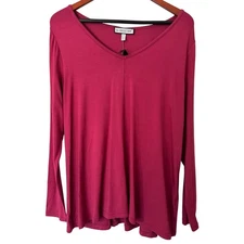 GG Collection Womens Top V Neck Long Sleeve Casual Shirt NWT Size Medium