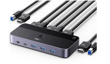 UGREEN HDMI KVM Switch 2 Monitors 2 Computers Support 4K@60Hz, 4 Port USB3.0