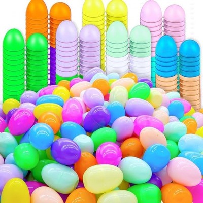 50Pcs Empty Plastic Easter Eggs Party Decorations Printed Shells Fillable Basket