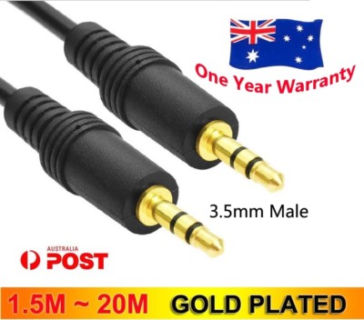 Gold Plated 3.5mm M/M Audio Cable AUX Line-In AV TV Male to Male 5M Stereo Cord
