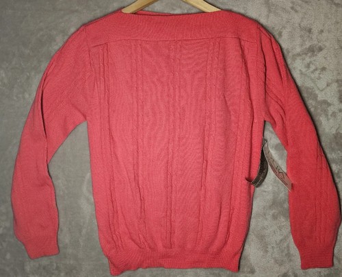 Diane Von Furstenburg Cable Knit Sweater S/M Coral Pink Vintage