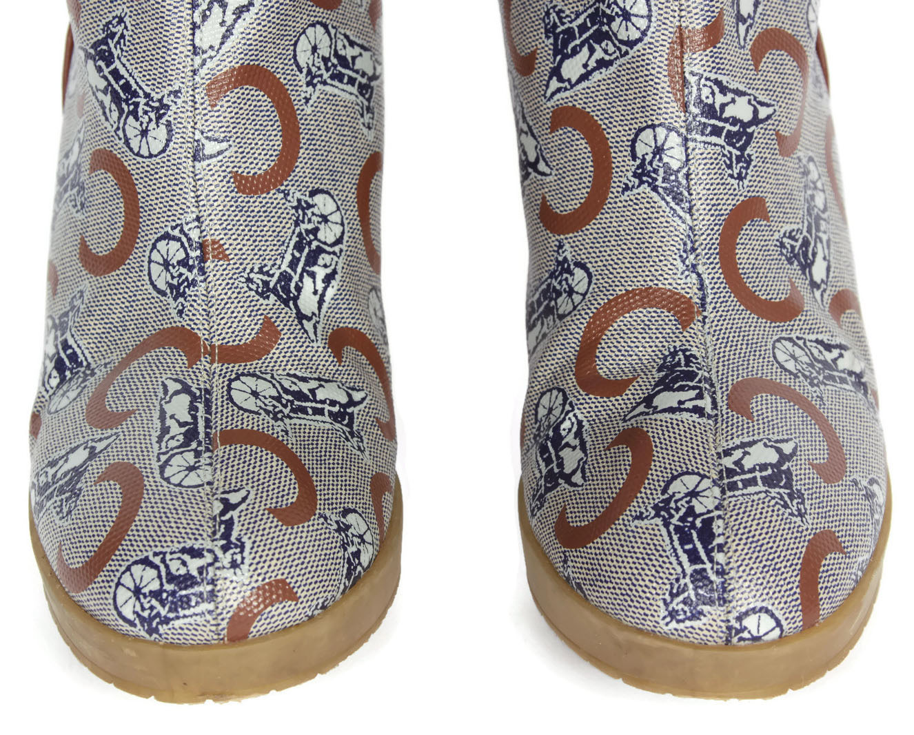 CELINE Monogram Monogram Monogram C Horse Carriage Coated Canvas Cognac Leather Womens Boots sz 37 5807a1 CELINE Monogram Monogram Monogram C Horse Carriage Coated Canvas Cognac Leather Womens Boots sz 37 5807a1