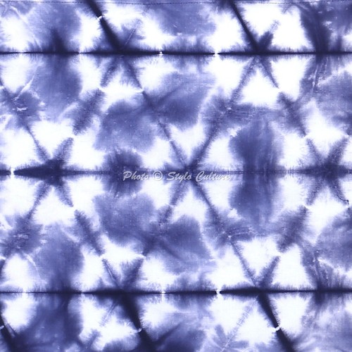 Bohemian Cotton Table Runner Shibori Blue Geometric Long Boho Tie Dye Tablecloth - Picture 6 of 8