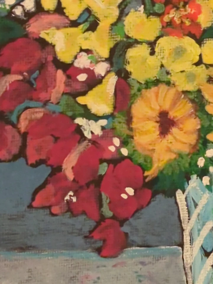 Florero de cristal ramo de flores pintura gouache original RAMPFISH panel de artista 8x10" Foto 3 de 4