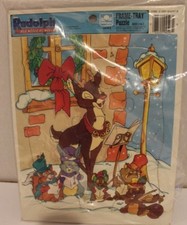 Golden Rudolph the Red Nosed Reindeer 1989 Frame Tray Children's Puzzle Holiday