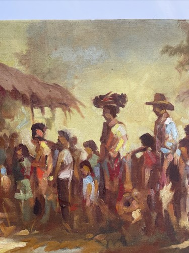 LARGE FILIPINO PAINTING HISTORIC NURSES 36 INCH VINTAGE CIRCLE OF AMORSOLO 1969 - Picture 16 of 23
