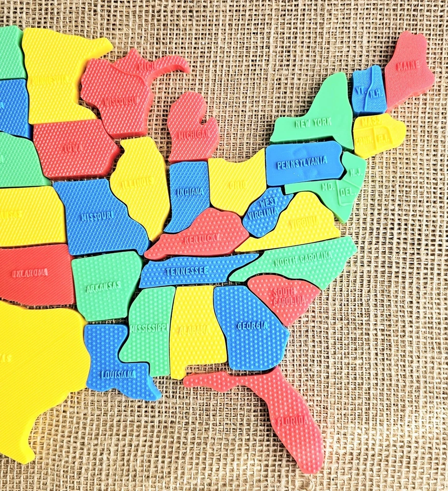 Mapa rompecabezas plástico imanes 50 estados de Estados Unidos vintage Foto 4 de 4