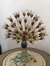 CLOISONNE FIGURINE STATUETTE PAON BRONZE EMAUX CHINE CHINOIS ASIATIQUE JAPONAIS