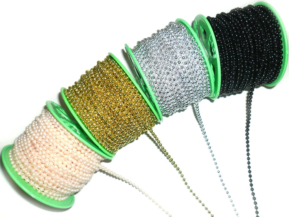 STRUNG/STRING PEARL BEADED TRIM, 3MM, VARIOUS COLS X5 MTRS, CRAFTS, CAKE DECO