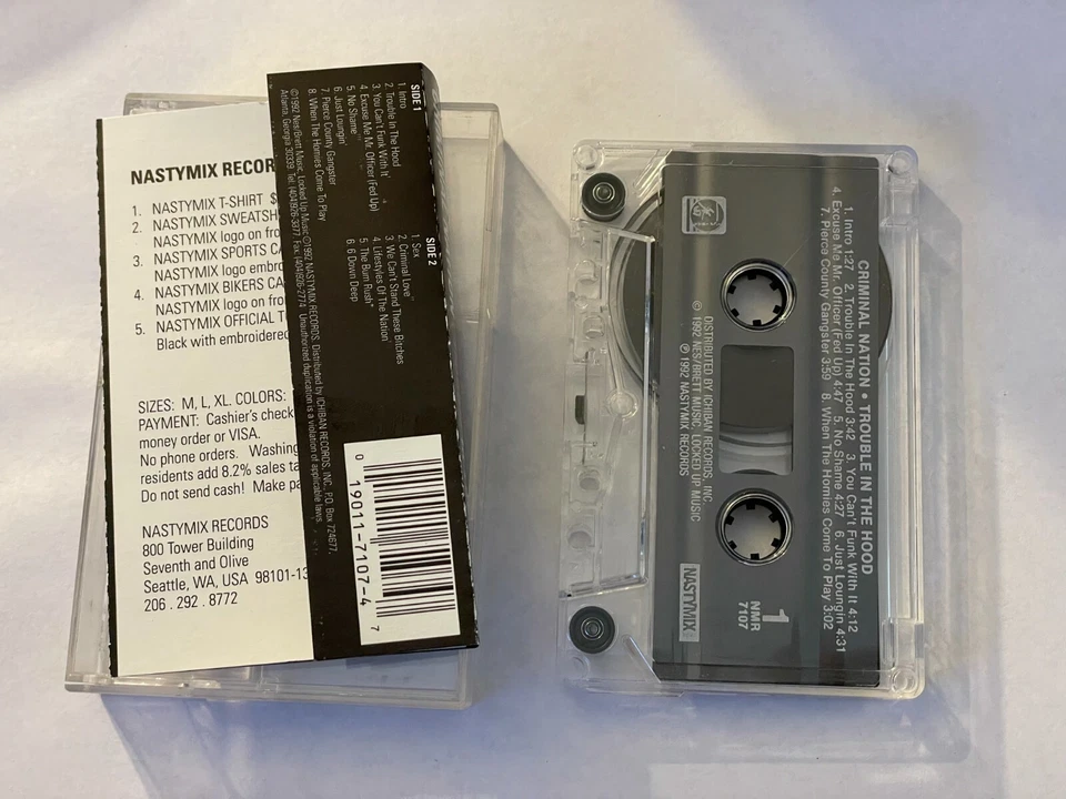 Criminal Nation Trouble In The Hood 1992 CASSETTE TAPE nastymix - Image 2 of 2