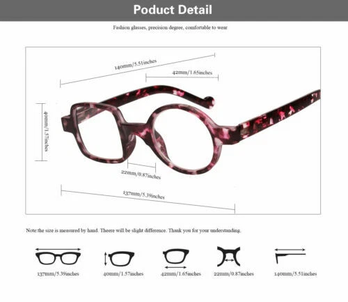 41 mm - 50 mm Lens Socket Width 20 mm - 29 mm Vertical Glasses Frames