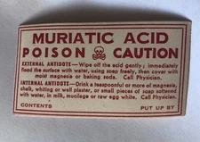 Vintage Unused Medicine Label Muriatic Acid Poison
