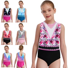 Kids Girl Unitard Skating Rompers Sleeveless Bodysuit Solo Leotard Dance Active