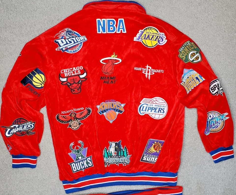 VTG 90s UNIQUE SPORTS NBA Basketball Teams Logo Patch 2 Piece Warm Up Suit NEW - Image 2 of 4