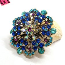 Hot Fashion Women Blue Rhinestone Wreath Flower Crystal Charm Brooch Pin Gift