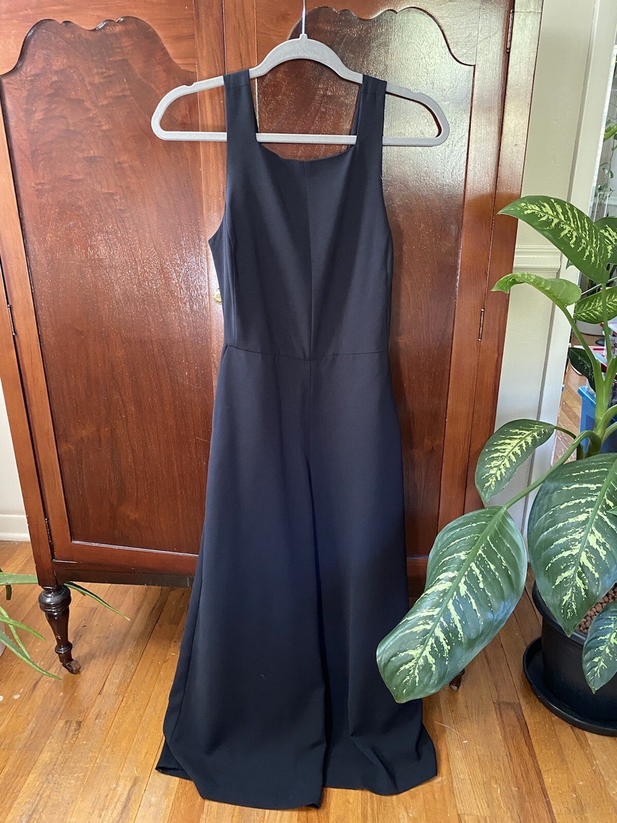 Women's Ellison Black Sleeveless Tie Back Wide leg Jumpsuit Size S