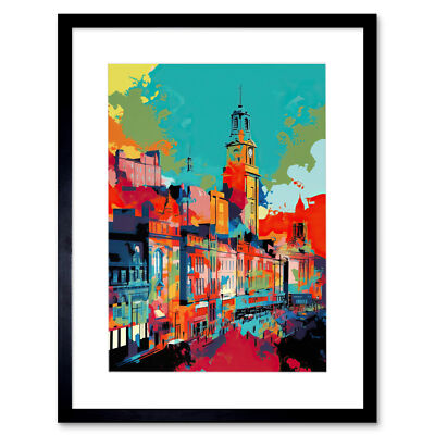 Nottingham Stadt England Stadtbild Lebendig Abstrakt Gerahmt Wandbild Bild 12X16